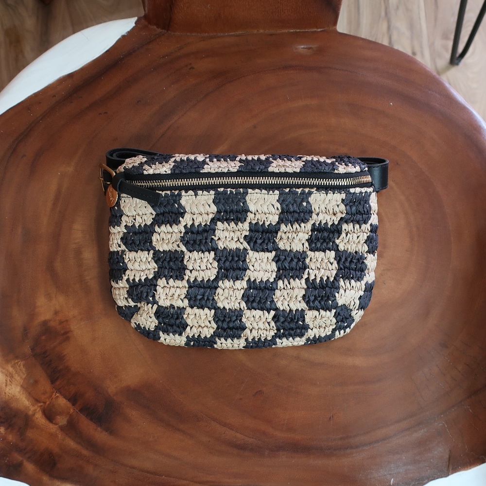 Clare V. Raffia Checker Fanny Pack